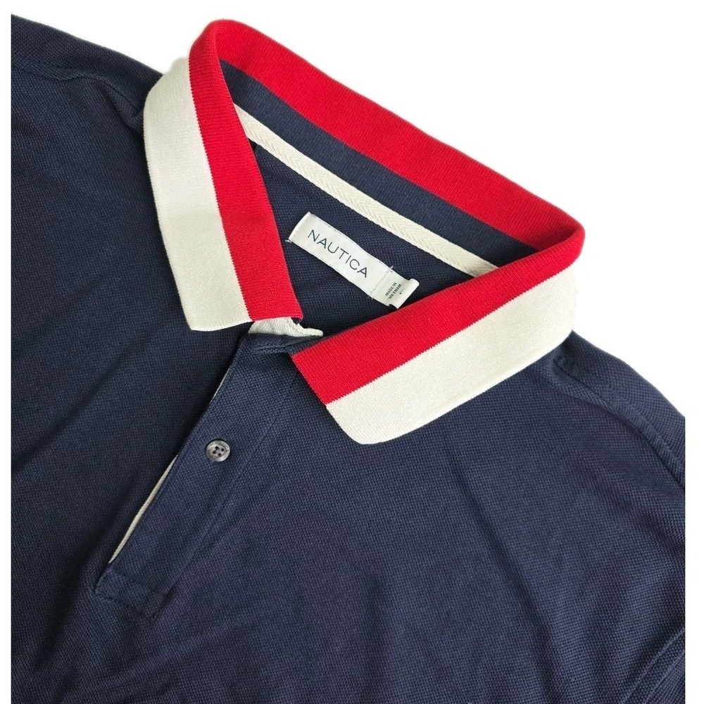 Nautica Classic Spell Out Logo Short Sleeve Shirt POLO sz 2XL RED WHITE BLUE‎